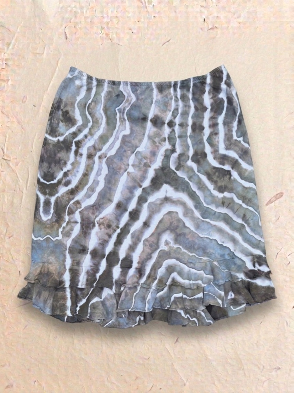 fresh produce Ice Dyed Ruffle Hem Midi Skirt